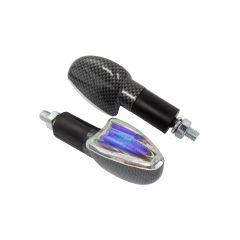 Motorcycle Long Stem Mini Spear Indicators With Carbon Look Body And Iridium Lens