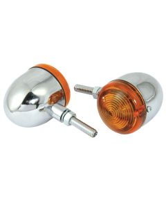 Short Stem Bullet Indicators With Chrome Body And Amber Lens