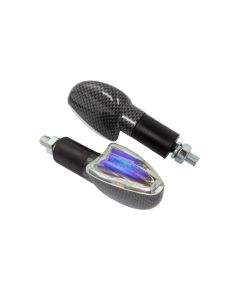 Motorcycle Long Stem Mini Spear Indicators With Carbon Look Body And Iridium Lens