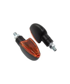 Motorcycle Indicators Spear Short Stem Black Amber Lens E-Marked