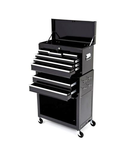 Rolling Tool Cabinet With Top Chest - Black