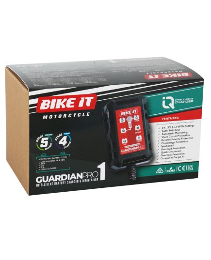 Bike It Guardian Pro 1 Intelligent Battery Charger and Maintainer 6V /12V 1.5A Box