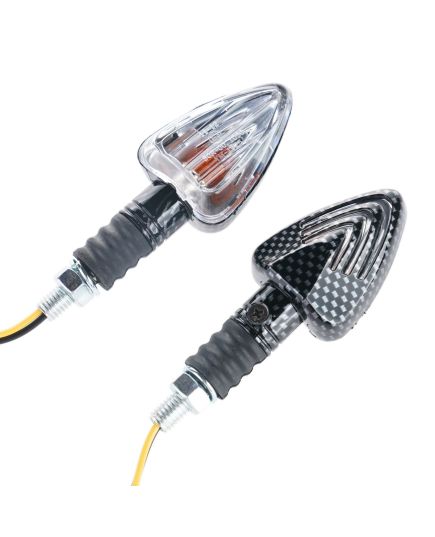 Motorcycle Arrow Indicators With Carbon Effect Body And Clear Lens