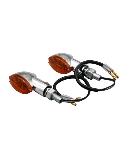 Motorcycle Mini Cat Eye Indicators With Chrome Body And Amber Lens