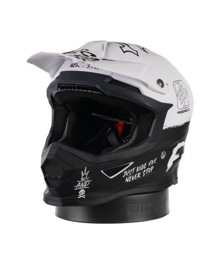 Motorcycle Helmet Servicing Donut Ring/Pad Stand with MX Helmet