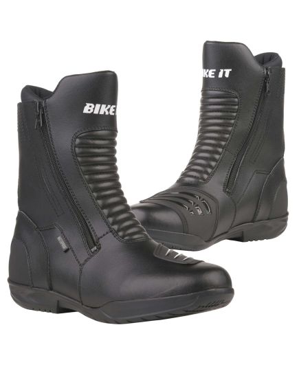 Bike It 'Preto' Black Mid Length Waterproof Motorcycle Boot