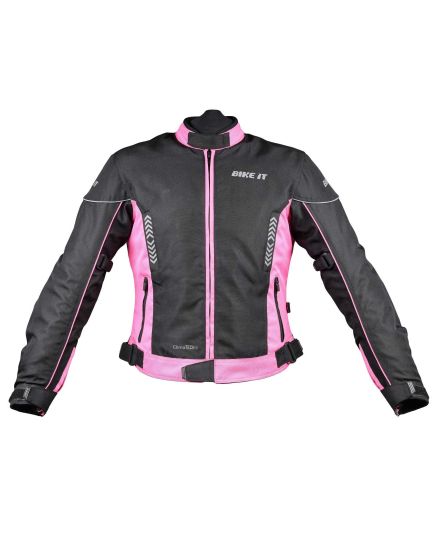 Ladies 'Insignia' Textile Waterproof Motorcycle Jacket (Pink)