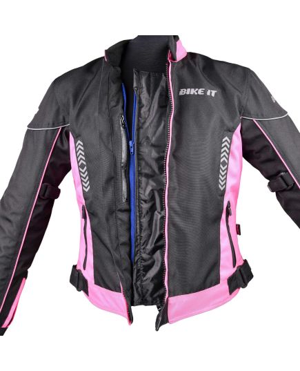 Ladies 'Insignia' Textile Waterproof Motorcycle Jacket (Pink)