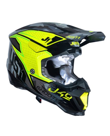 Just1 Helmet J40 Shooter Camo Fluo Yellow Black [ACU Gold]