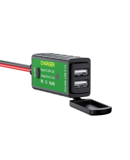 Bike It Power Supply Twin USB With On/Off (Input DC12-24v Output DC5v 3.1a)