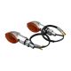 Motorcycle Mini Cat Eye Indicators With Chrome Body And Amber Lens
