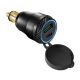 Aluminium Din Hella Plug 12V Power Adaptor With Dual USB QC3.0 And Type-C Ports