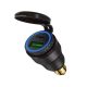 Aluminium Din Hella Plug 12V Power Adaptor With Dual USB QC3.0 And Type-C Ports